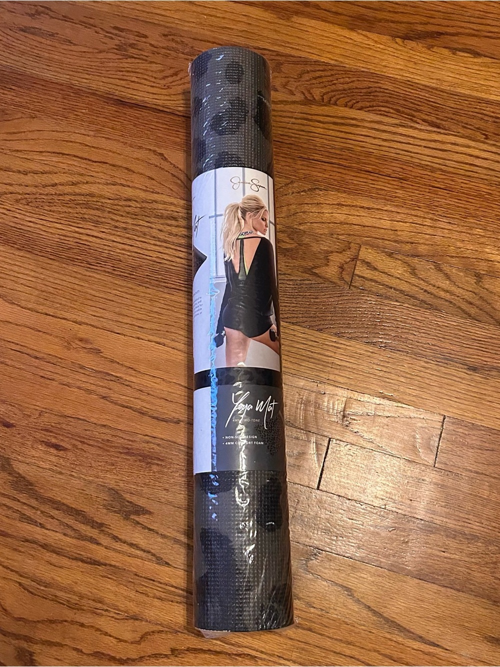 Jessica Simpson Black & Gray Leopard print Yoga Mat - Non-Slip Exercise Mat